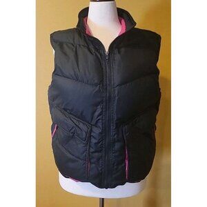 Haute Route Black Pink Down Filled Puffer‎ Vest Womens Large Pockets HRPC6 EUC